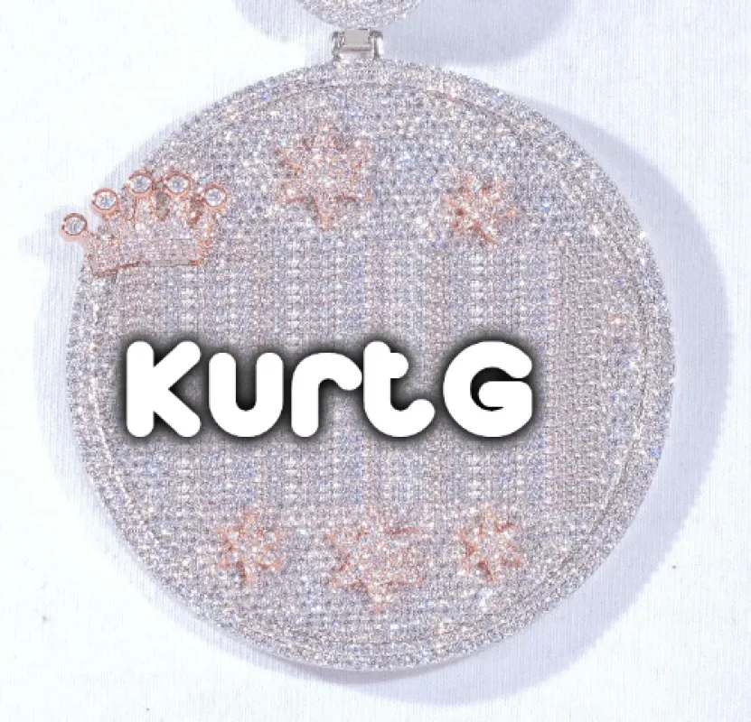 CUSTOM LETTER NECKLACE 3D BIG CROWN DISC sold by The GUU Shop