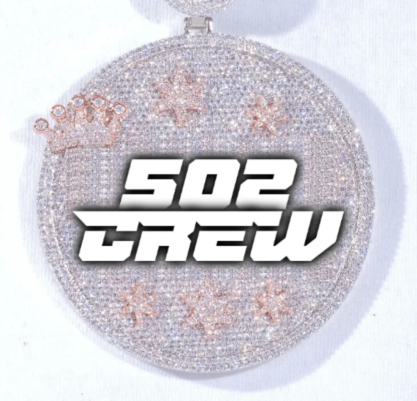 CUSTOM LETTER NECKLACE 3D BIG CROWN DISC sold by The GUU Shop