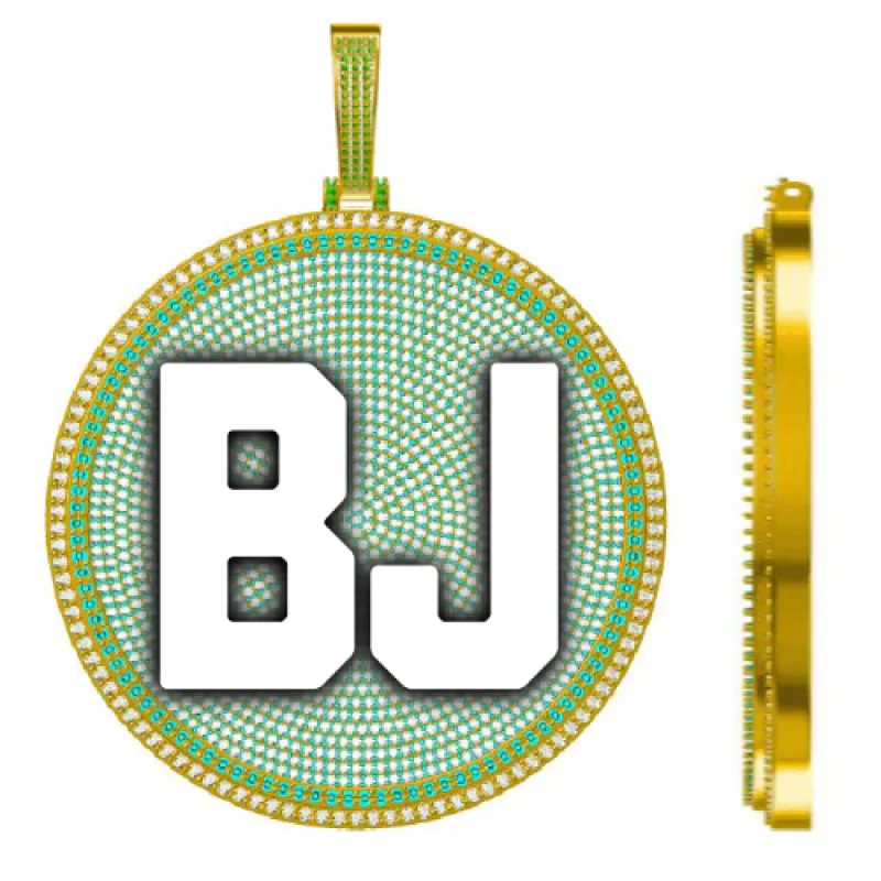 CUSTOM LETTER NECKLACE 3D BIG DISC sold by The GUU Shop