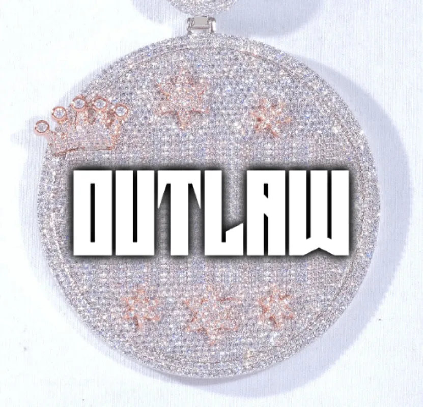 CUSTOM LETTER NECKLACE 3D BIG CROWN DISC sold by The GUU Shop