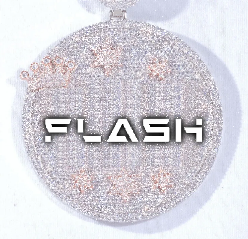 CUSTOM LETTER NECKLACE 3D BIG CROWN DISC sold by The GUU Shop