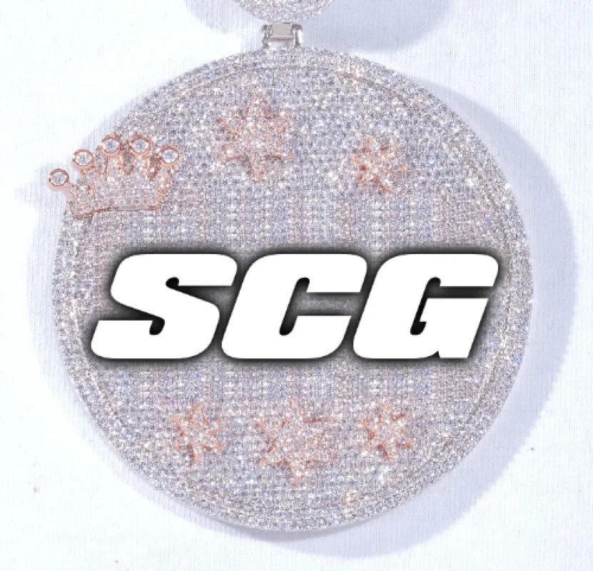 CUSTOM LETTER NECKLACE 3D BIG CROWN DISC sold by The GUU Shop