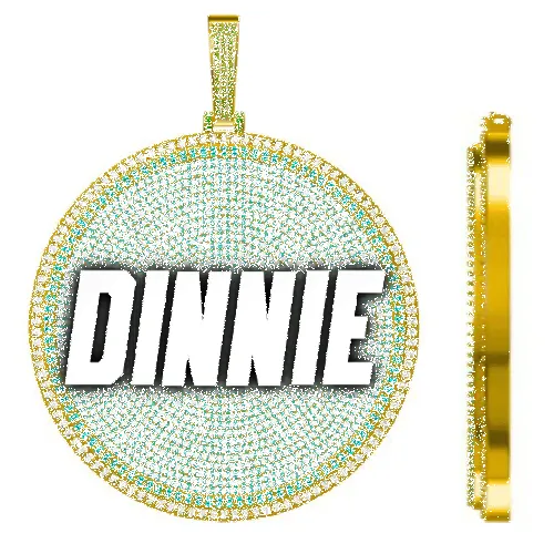 CUSTOM LETTER NECKLACE 3D BIG DISC sold by The GUU Shop