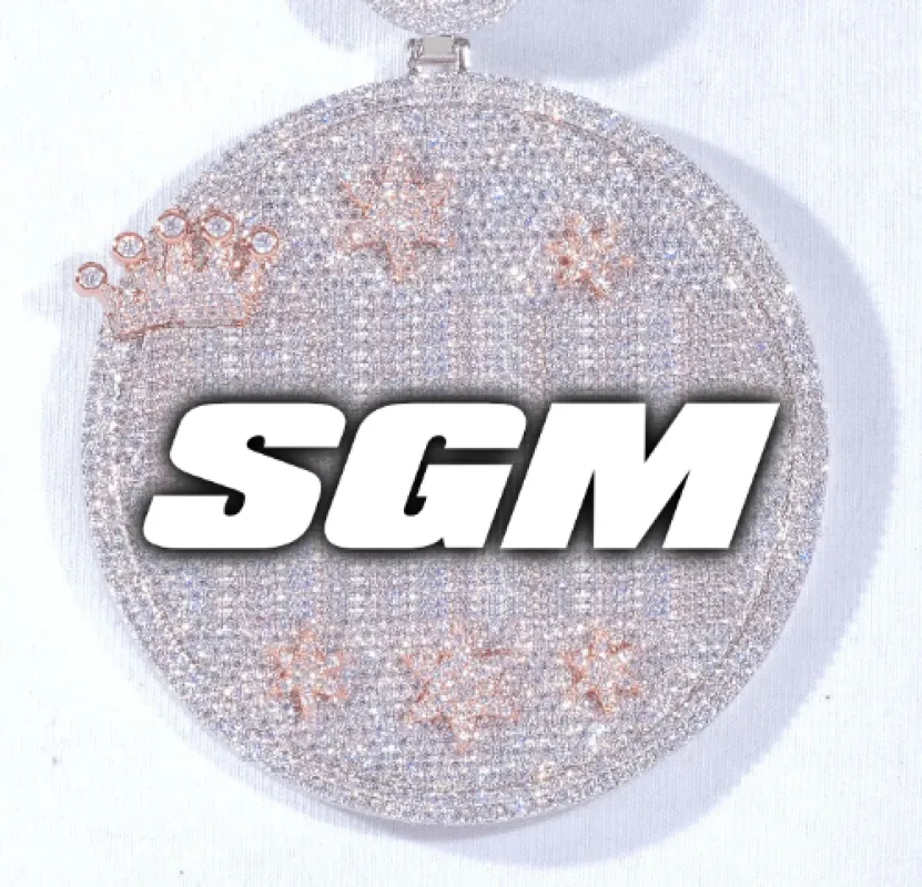 CUSTOM LETTER NECKLACE 3D BIG CROWN DISC sold by The GUU Shop