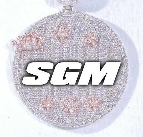 CUSTOM LETTER NECKLACE 3D BIG CROWN DISC sold by The GUU Shop