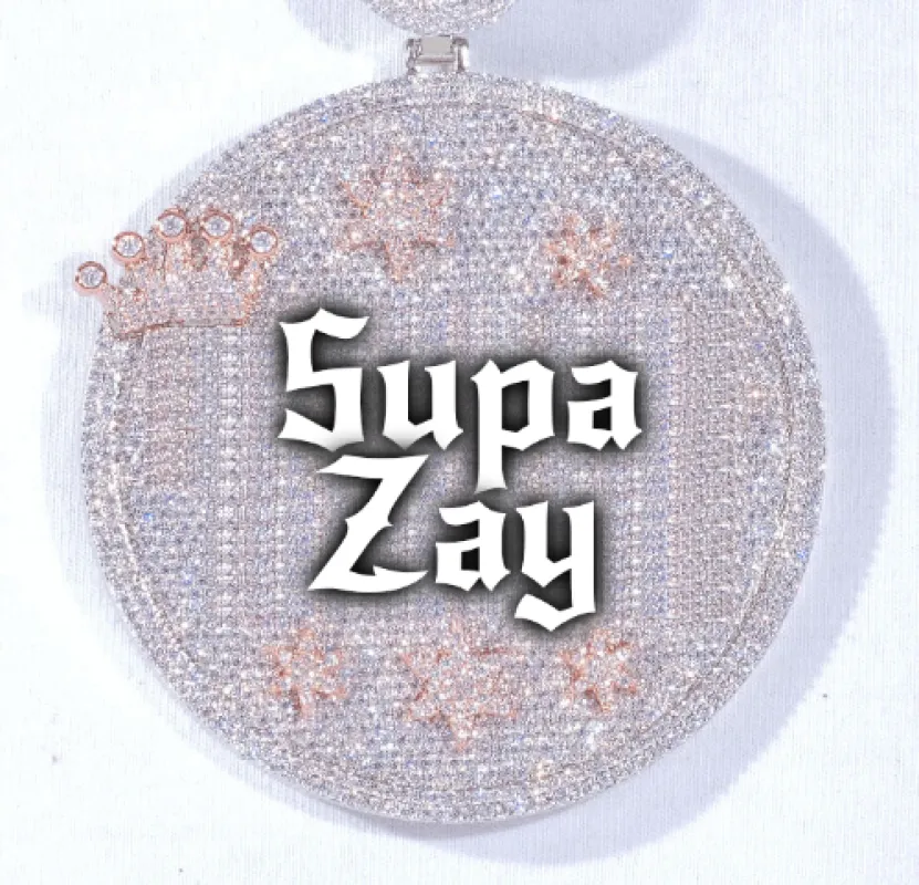 CUSTOM LETTER NECKLACE 3D BIG CROWN DISC sold by The GUU Shop