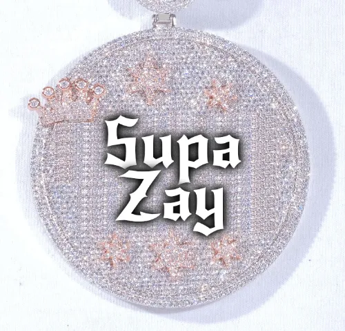 CUSTOM LETTER NECKLACE 3D BIG CROWN DISC sold by The GUU Shop