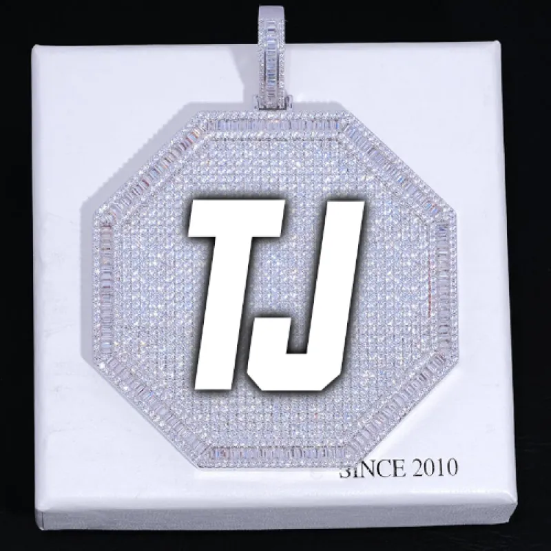 CUSTOM LETTER NECKLACE 3D BIG OCTAGON sold by The GUU Shop