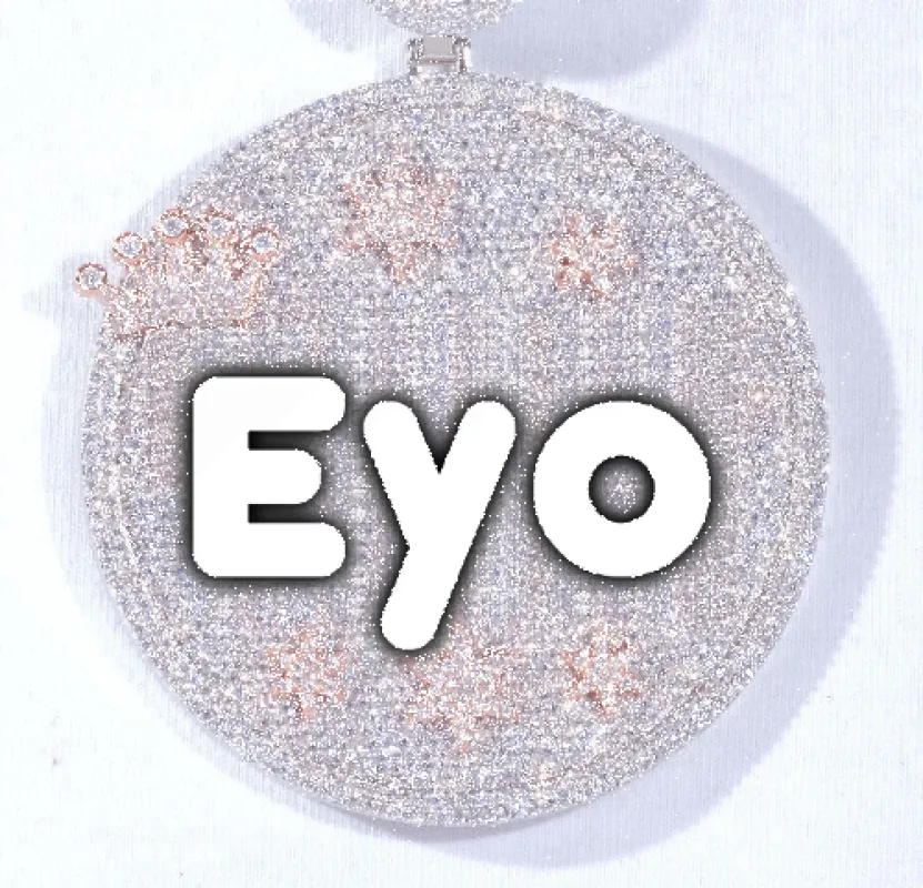 CUSTOM LETTER NECKLACE 3D BIG CROWN DISC sold by The GUU Shop