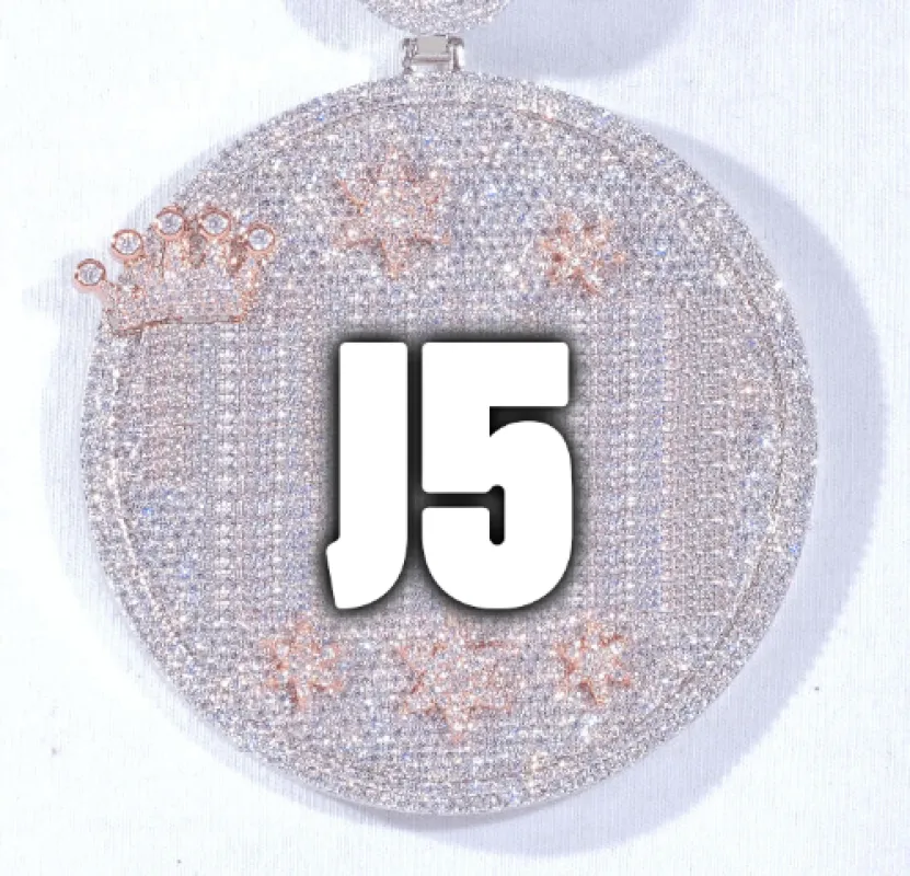 CUSTOM LETTER NECKLACE 3D BIG CROWN DISC sold by The GUU Shop