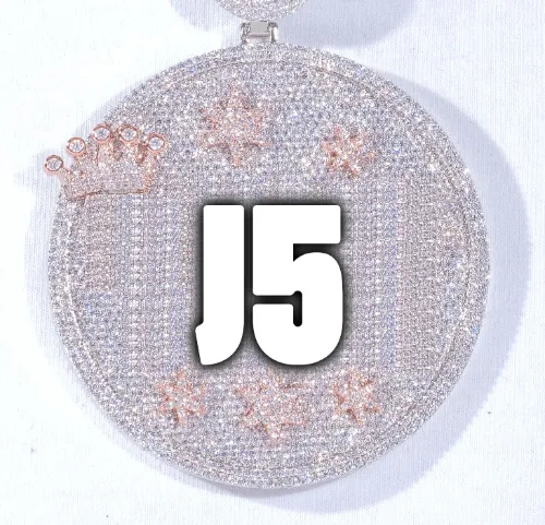 CUSTOM LETTER NECKLACE 3D BIG CROWN DISC sold by The GUU Shop