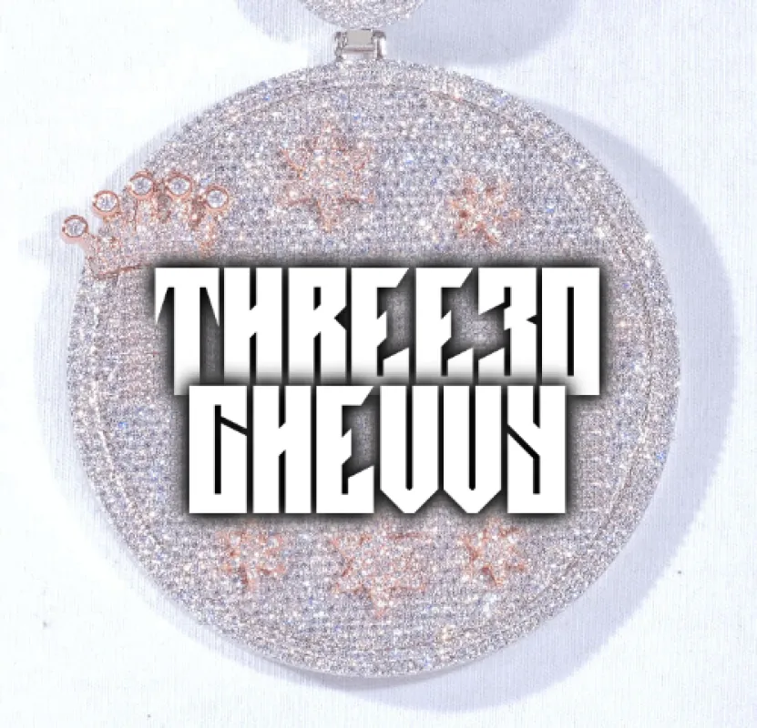 CUSTOM LETTER NECKLACE 3D BIG CROWN DISC sold by The GUU Shop