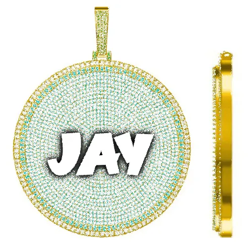 CUSTOM LETTER NECKLACE 3D BIG DISC sold by The GUU Shop