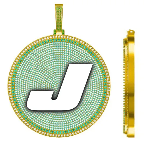 CUSTOM LETTER NECKLACE 3D BIG DISC sold by The GUU Shop