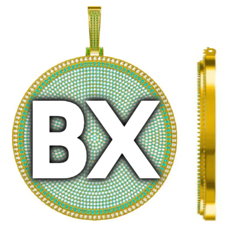 CUSTOM LETTER NECKLACE 3D BIG DISC sold by The GUU Shop