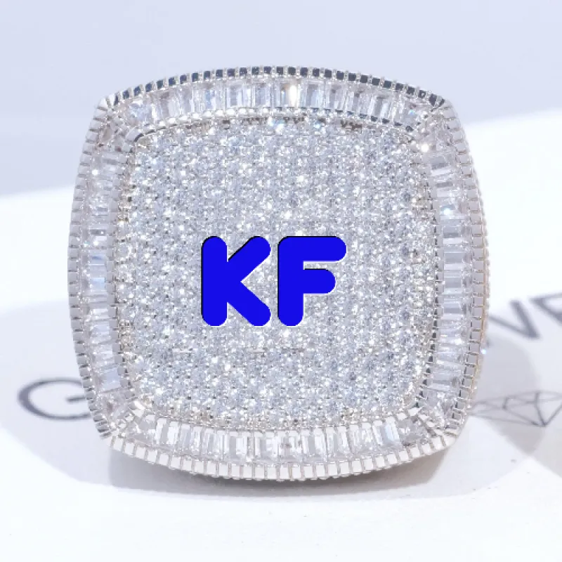 CUSTOM LETTER 3D ICED RING sold by The GUU Shop