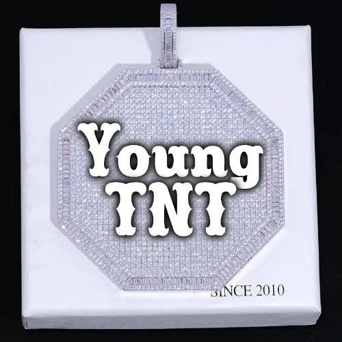 CUSTOM LETTER NECKLACE 3D BIG OCTAGON sold by The GUU Shop