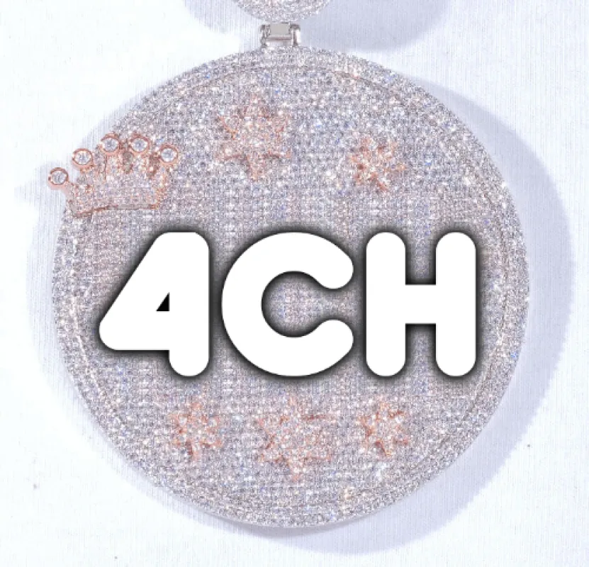 CUSTOM LETTER NECKLACE 3D BIG CROWN DISC sold by The GUU Shop