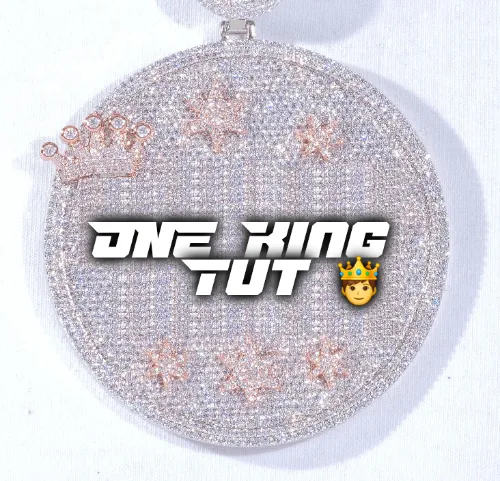 CUSTOM LETTER NECKLACE 3D BIG CROWN DISC sold by The GUU Shop