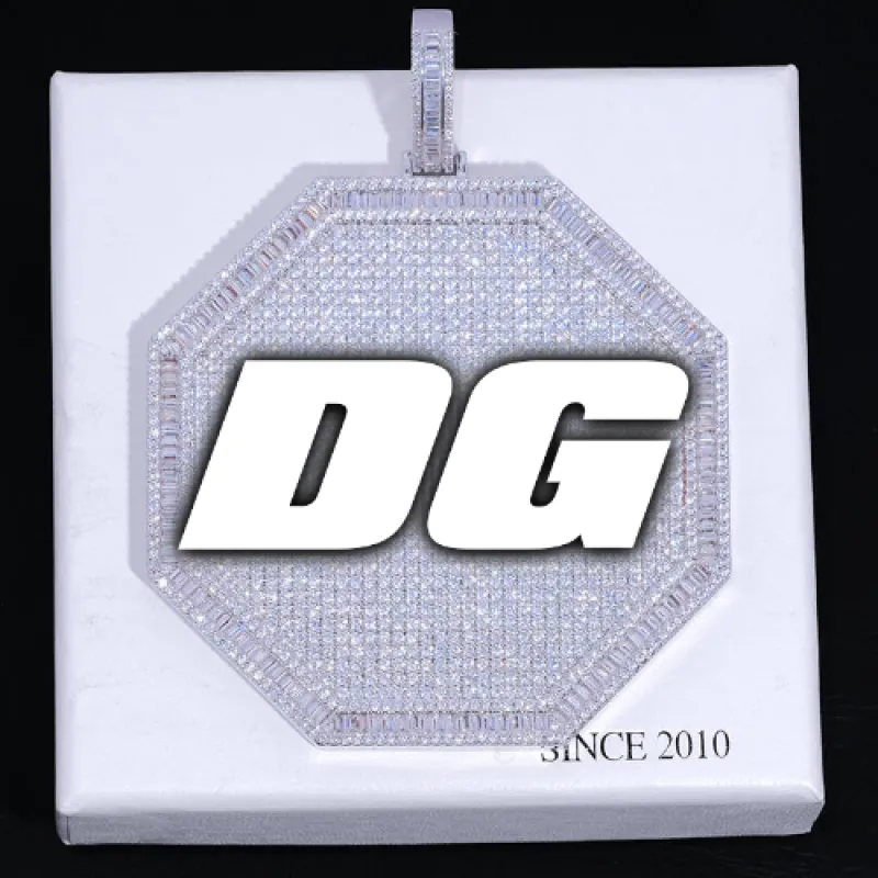 CUSTOM LETTER NECKLACE 3D BIG OCTAGON sold by The GUU Shop
