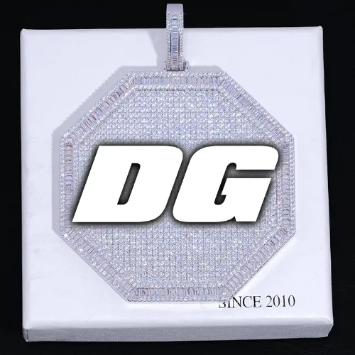 CUSTOM LETTER NECKLACE 3D BIG OCTAGON sold by The GUU Shop