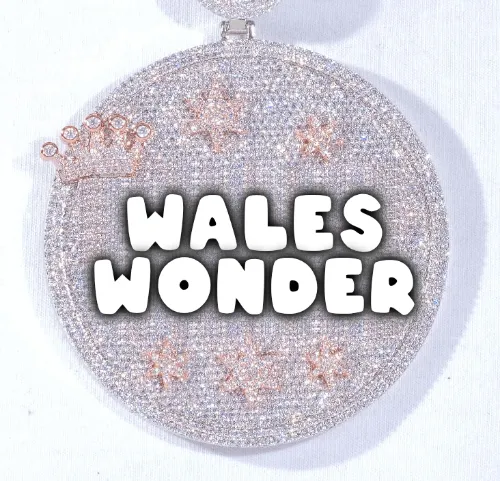 CUSTOM LETTER NECKLACE 3D BIG CROWN DISC sold by The GUU Shop