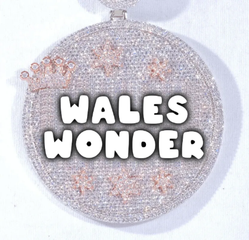 CUSTOM LETTER NECKLACE 3D BIG CROWN DISC sold by The GUU Shop