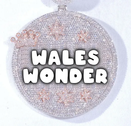 CUSTOM LETTER NECKLACE 3D BIG CROWN DISC sold by The GUU Shop