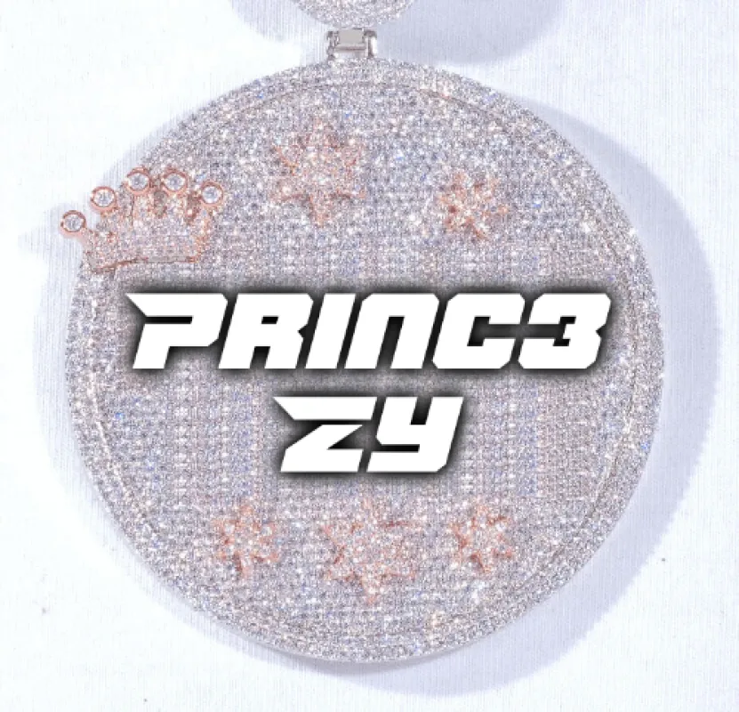 CUSTOM LETTER NECKLACE 3D BIG CROWN DISC sold by The GUU Shop