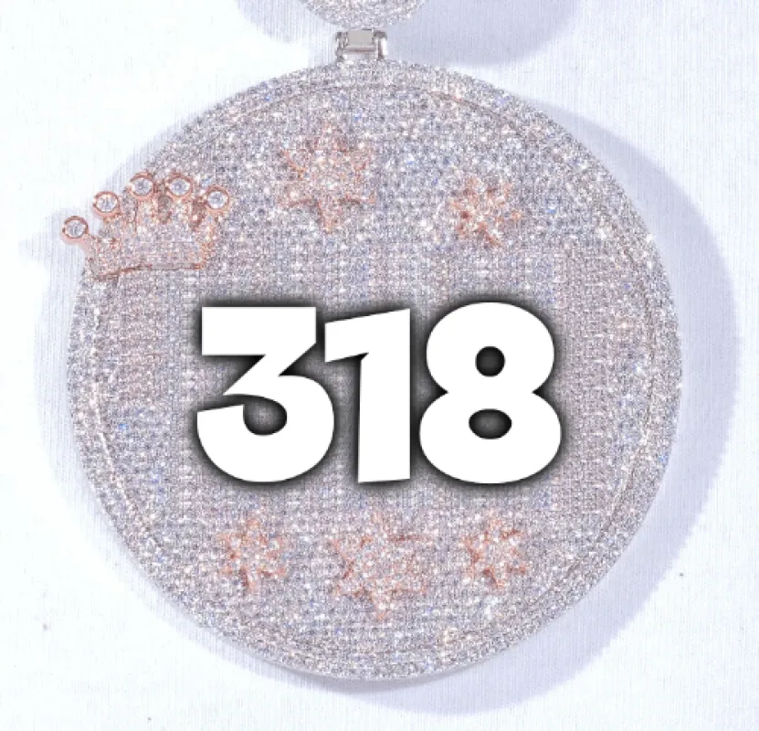 CUSTOM LETTER NECKLACE 3D BIG CROWN DISC sold by The GUU Shop