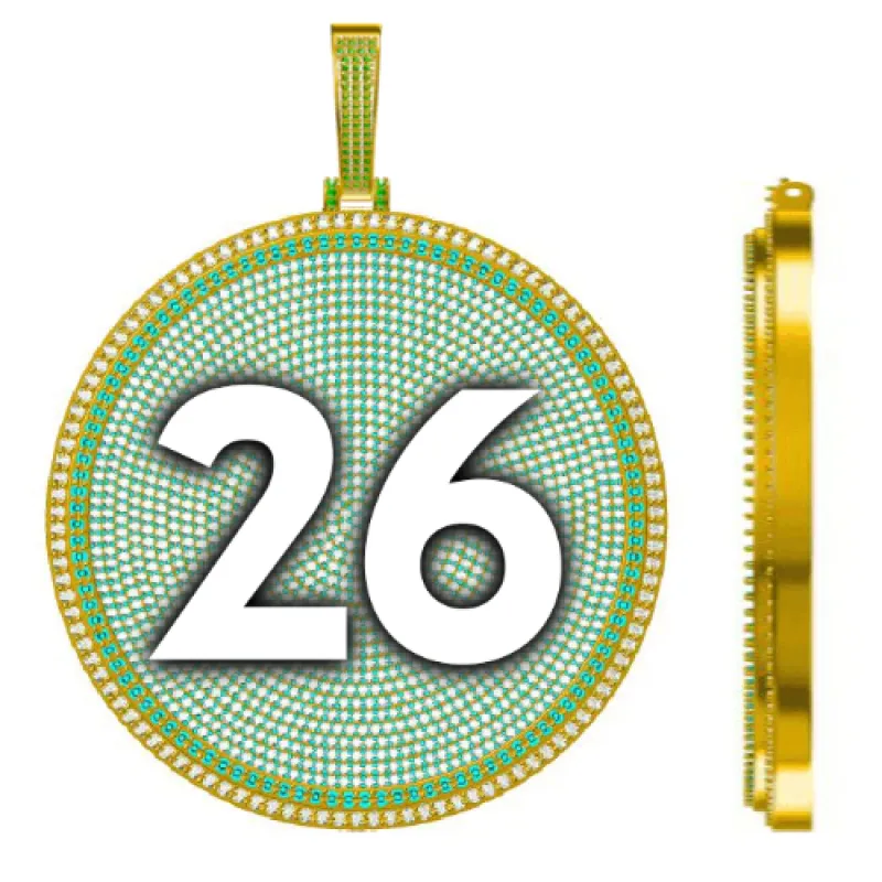 CUSTOM LETTER NECKLACE 3D BIG DISC sold by The GUU Shop