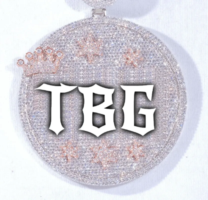 CUSTOM LETTER NECKLACE 3D BIG CROWN DISC sold by The GUU Shop