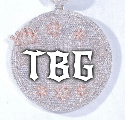 CUSTOM LETTER NECKLACE 3D BIG CROWN DISC sold by The GUU Shop