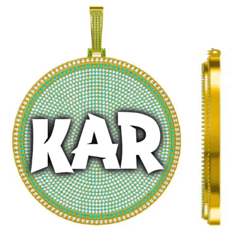 CUSTOM LETTER NECKLACE 3D BIG DISC sold by The GUU Shop