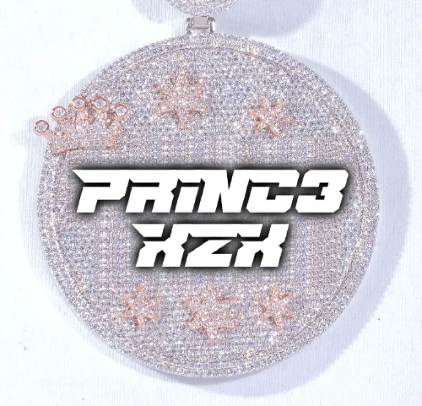 CUSTOM LETTER NECKLACE 3D BIG CROWN DISC sold by The GUU Shop