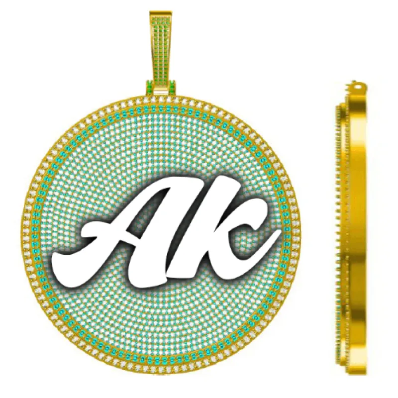 CUSTOM LETTER NECKLACE 3D BIG DISC sold by The GUU Shop