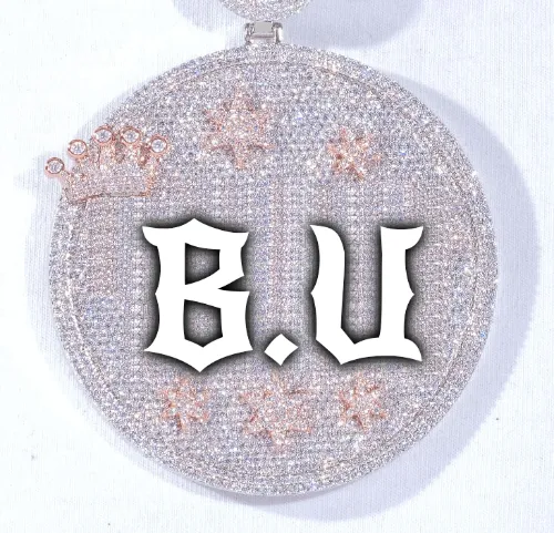 CUSTOM LETTER NECKLACE 3D BIG CROWN DISC sold by The GUU Shop