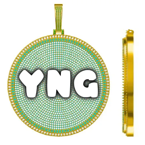 CUSTOM LETTER NECKLACE 3D BIG DISC sold by The GUU Shop