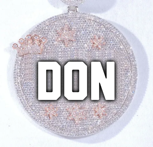 CUSTOM LETTER NECKLACE 3D BIG CROWN DISC sold by The GUU Shop