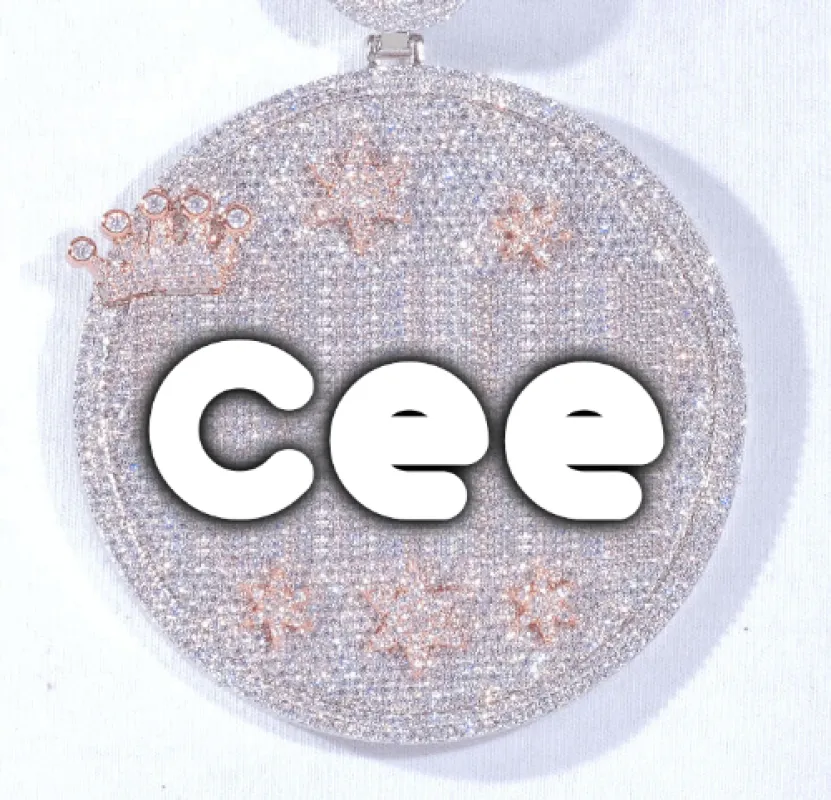 CUSTOM LETTER NECKLACE 3D BIG CROWN DISC sold by The GUU Shop