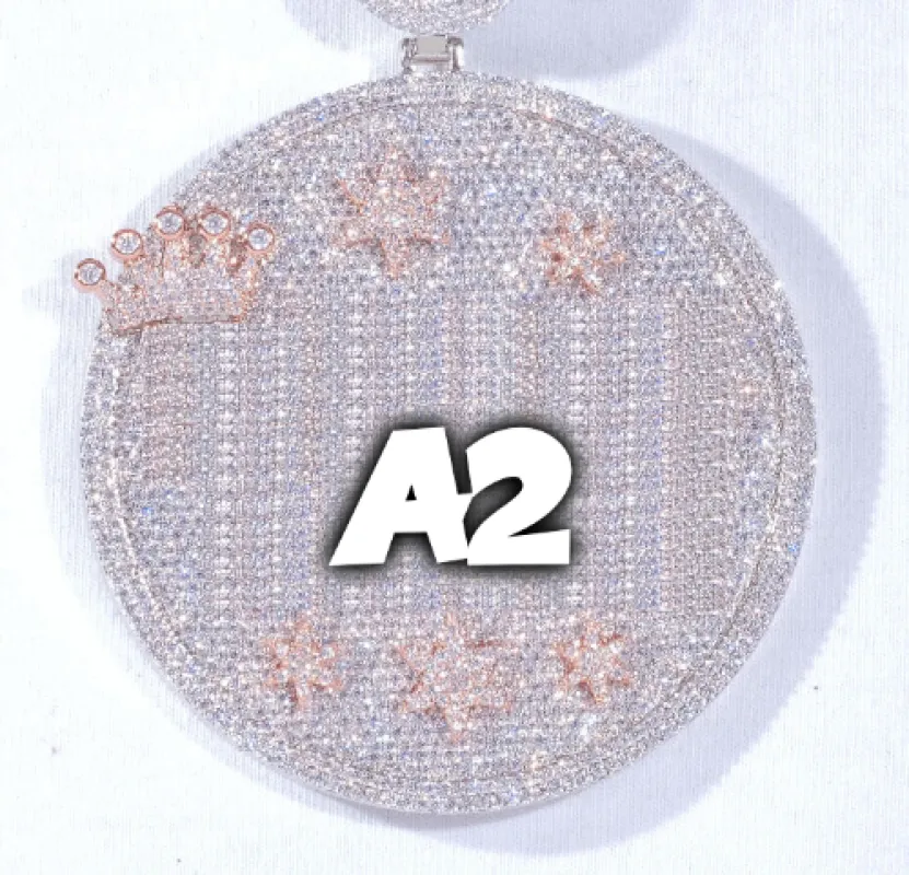 CUSTOM LETTER NECKLACE 3D BIG CROWN DISC sold by The GUU Shop