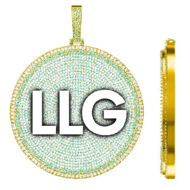 CUSTOM LETTER NECKLACE 3D BIG DISC sold by The GUU Shop