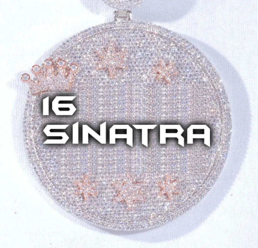 CUSTOM LETTER NECKLACE 3D BIG CROWN DISC sold by The GUU Shop