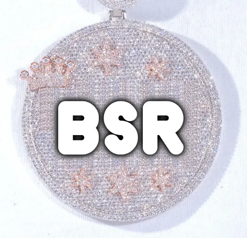 CUSTOM LETTER NECKLACE 3D BIG CROWN DISC sold by The GUU Shop