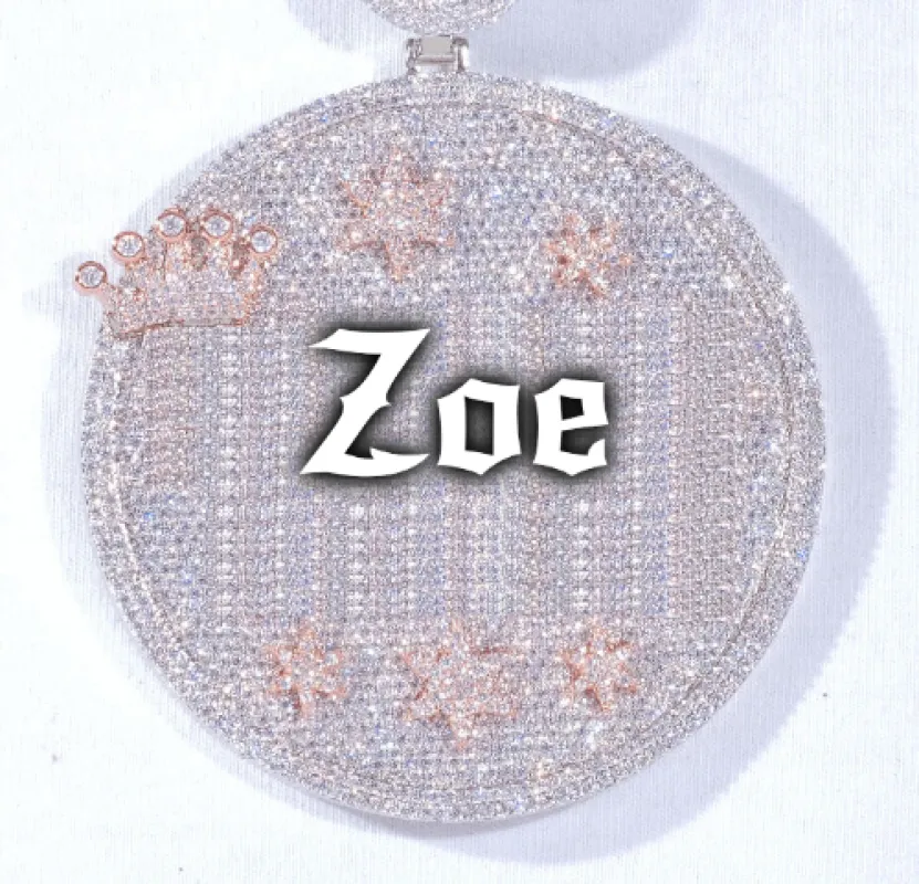 CUSTOM LETTER NECKLACE 3D BIG CROWN DISC sold by The GUU Shop