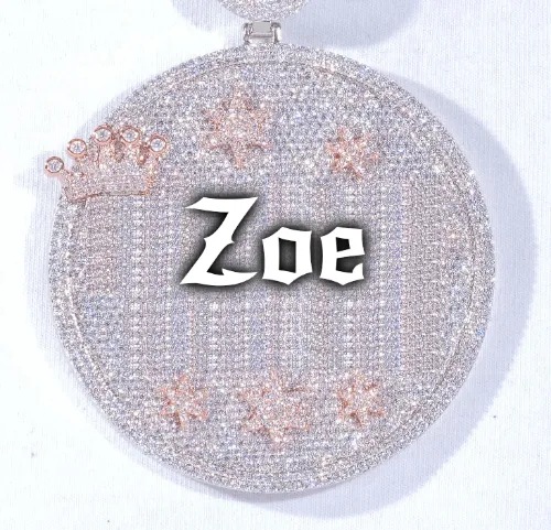 CUSTOM LETTER NECKLACE 3D BIG CROWN DISC sold by The GUU Shop