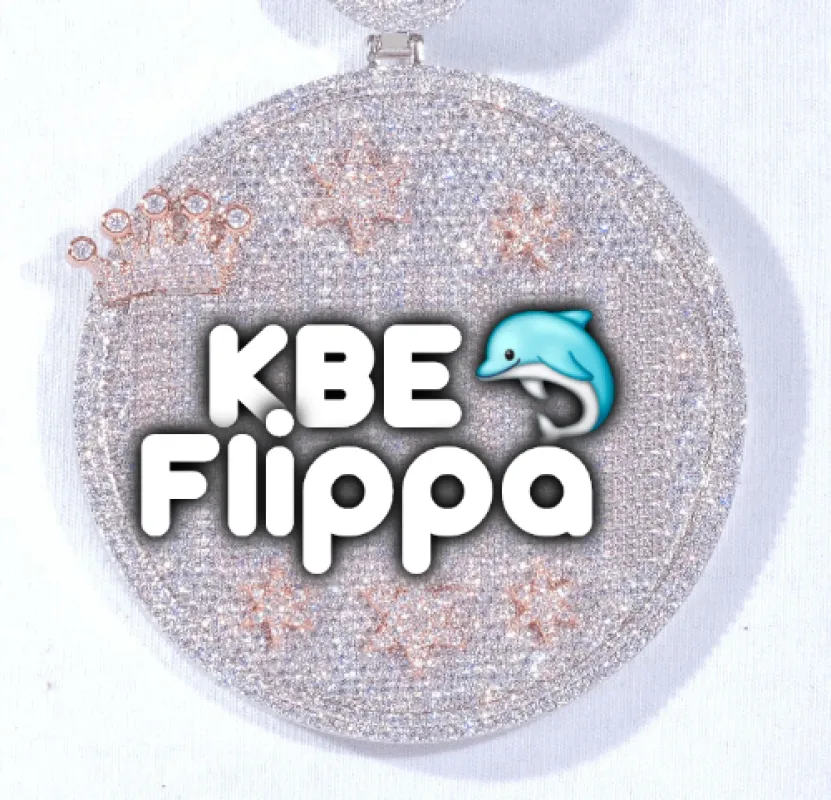 CUSTOM LETTER NECKLACE 3D BIG CROWN DISC sold by The GUU Shop