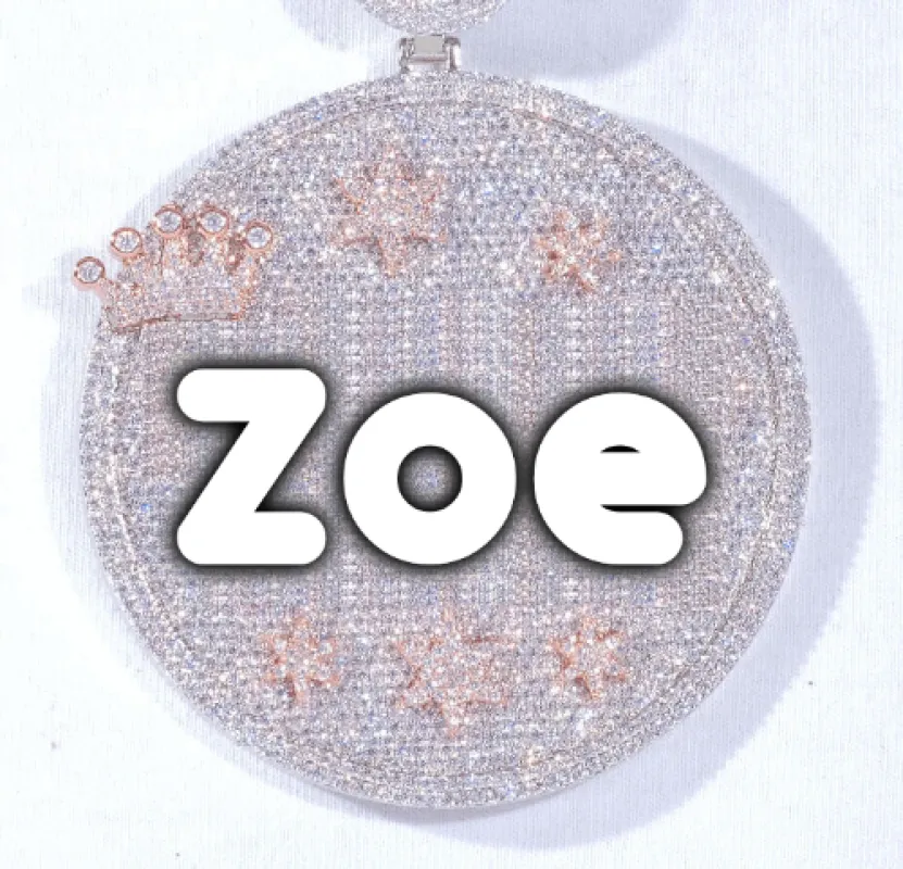 CUSTOM LETTER NECKLACE 3D BIG CROWN DISC sold by The GUU Shop