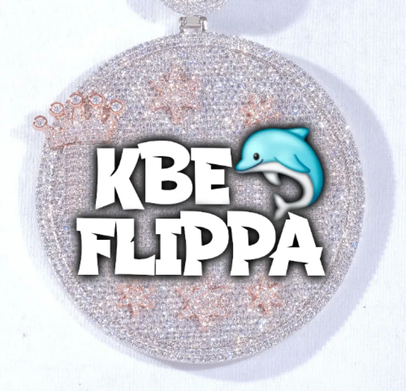 CUSTOM LETTER NECKLACE 3D BIG CROWN DISC sold by The GUU Shop