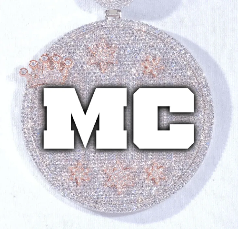 CUSTOM LETTER NECKLACE 3D BIG CROWN DISC sold by The GUU Shop